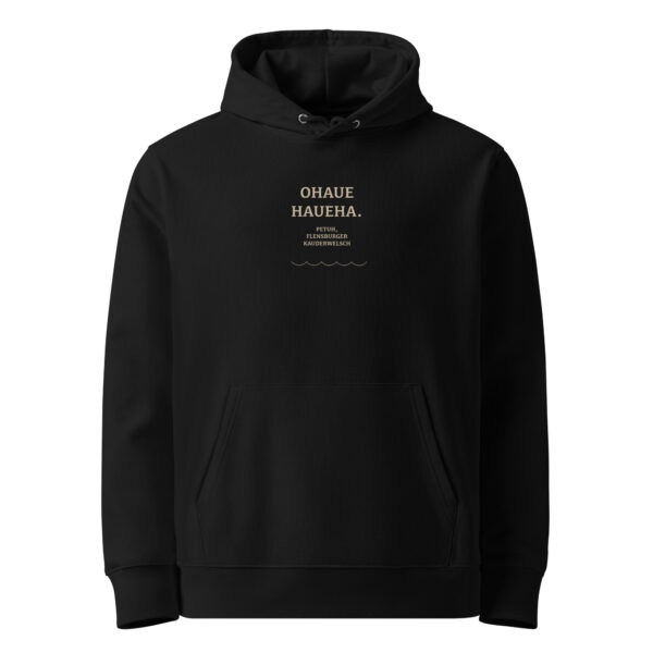 unisex-essential-eco-cruiser-2.0-hoodie-black-front-6a134f7361d52.jpg OHAUE HAUEHA. — Eco Hoodie mit Fördeschnack