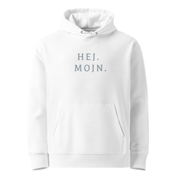 unisex-essential-eco-cruiser-2.0-hoodie-white-front-6a13e87b80a4d.jpg HEJ. MOJN. — Hoodie mit feinem Stick