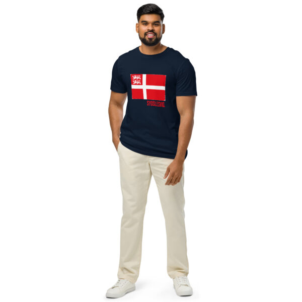 unisex-organic-mid-light-crafter-t-shirt-french-navy-front-6a136455ad49b.jpg Dannebrog. Sydslesvig Edition. — Borderland Flag Tee