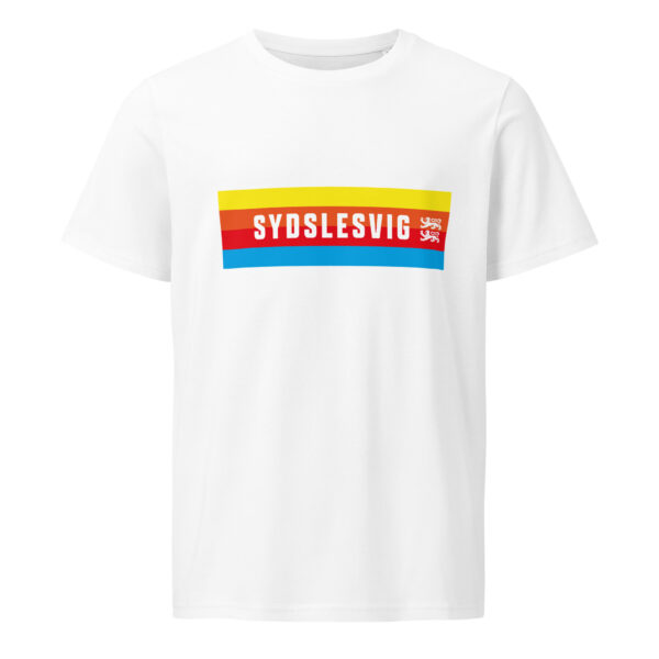 unisex-organic-mid-light-crafter-t-shirt-white-front-6a1364709aff4.jpg SYDSLESVIG. — Banner Tee mit Löwen & Minderheitenfarben