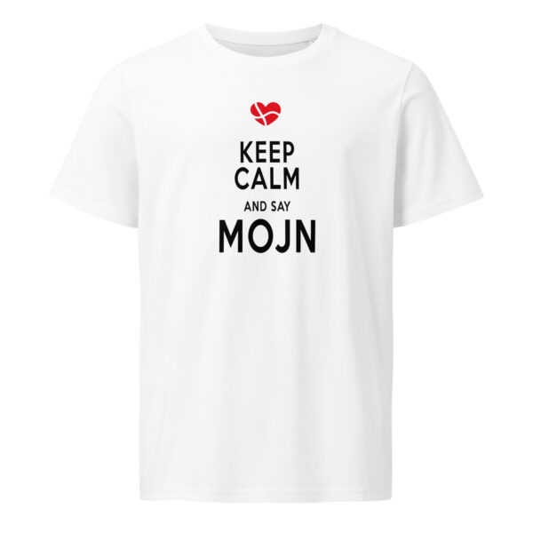 unisex-organic-mid-light-crafter-t-shirt-white-front-6a1389af85792.jpg Keep Calm and Say Mojn. — Borderland Tee