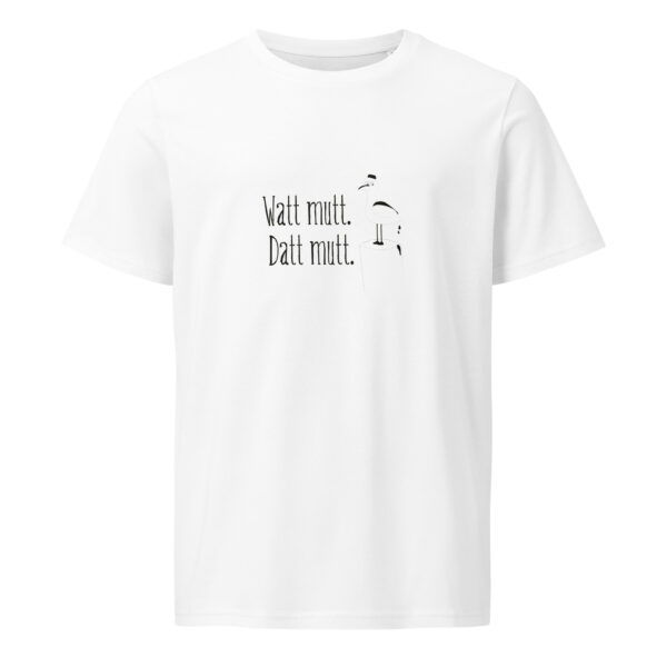 unisex-organic-mid-light-crafter-t-shirt-white-front-6a138b94cb1c5.jpg Watt mutt, datt mutt. — Möwen-Shirt mit Küstenhumor