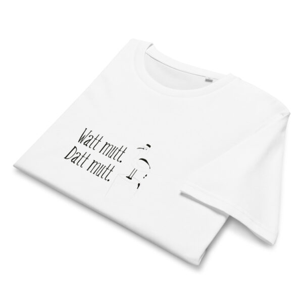 unisex-organic-mid-light-crafter-t-shirt-white-front-6a138b94cba21.jpg Watt mutt, datt mutt. — Möwen-Shirt mit Küstenhumor