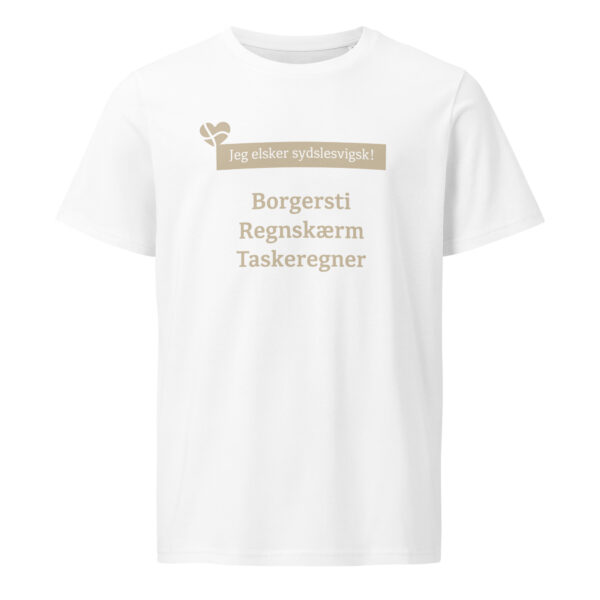 unisex-organic-mid-light-crafter-t-shirt-white-front-6a1391d63f390.jpg Borgersti. Regnskærm. Taskeregner. — Sydslesvigsk Tee