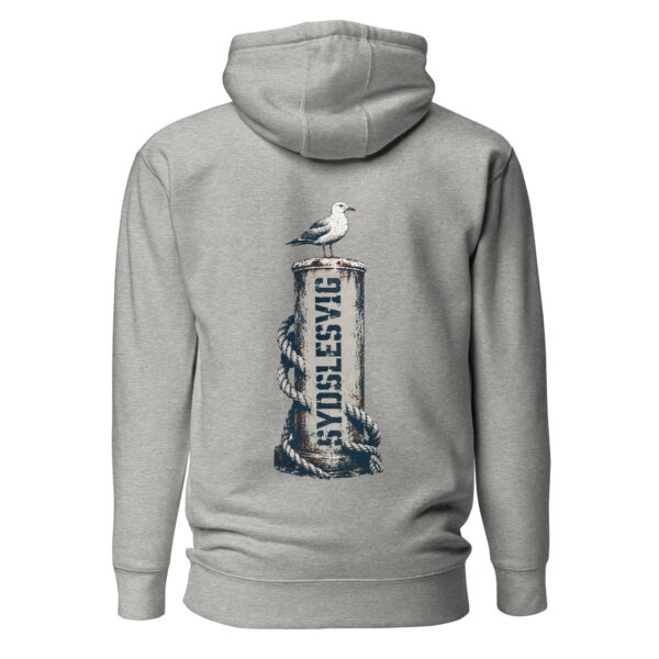 unisex-premium-pullover-hoodie-carbon-grey-back-6a083ae40dc8c.jpg Möwe auf dem Sydslesvig-Poller – Unisex Hoodie