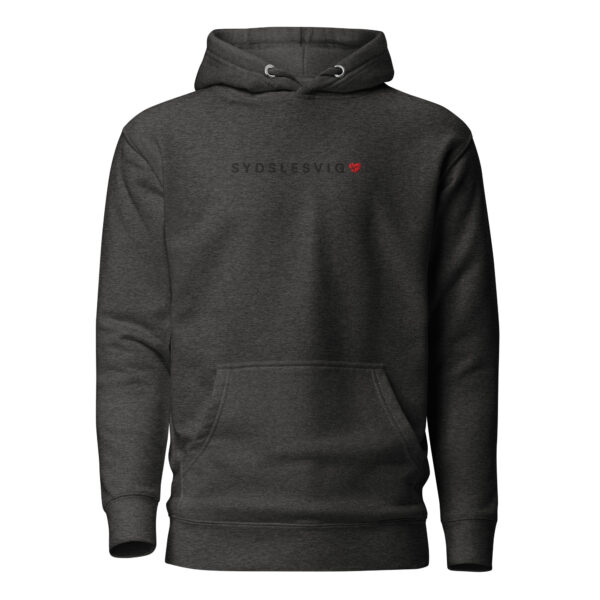 unisex-premium-pullover-hoodie-charcoal-heather-front-6a14291c77eb1.jpg SYDSLESVIG. — Hoodie mit Herzlogo