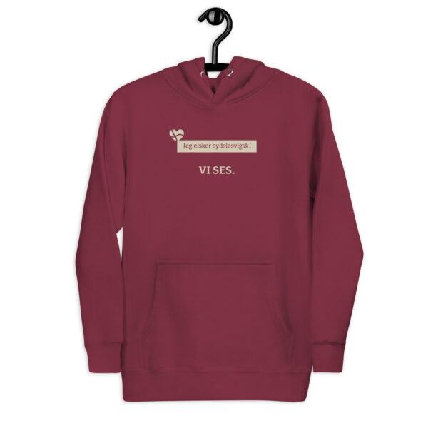 unisex-premium-pullover-hoodie-maroon-front-6a183ff940680.jpg Jeg elsker sydslesvigsk. — Borderland Love Hoodie