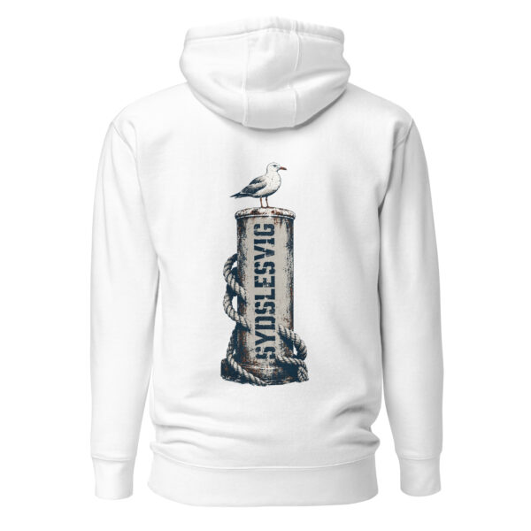 unisex-premium-pullover-hoodie-white-back-6a083ae40ef51.jpg Möwe auf dem Sydslesvig-Poller – Unisex Hoodie