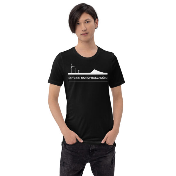 unisex-staple-t-shirt-black-front-6a06f6bda0318.jpg Skyline Nordfraschlönj – T-Shirt Nordfriesland