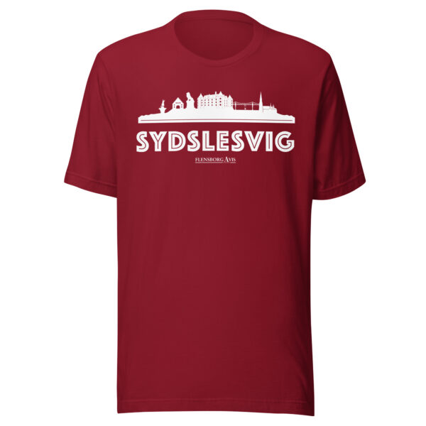 unisex-staple-t-shirt-cardinal-front-6a072054a47fb.jpg Sydslesvig – Flensborg Avis T-Shirt (Sydslesvig-Skyline)