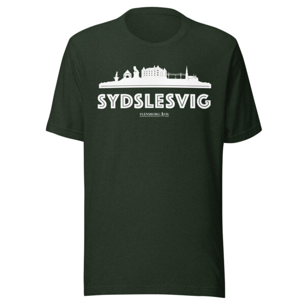 unisex-staple-t-shirt-heather-emerald-front-6a072054a4c18.jpg Sydslesvig – Flensborg Avis T-Shirt (Sydslesvig-Skyline)