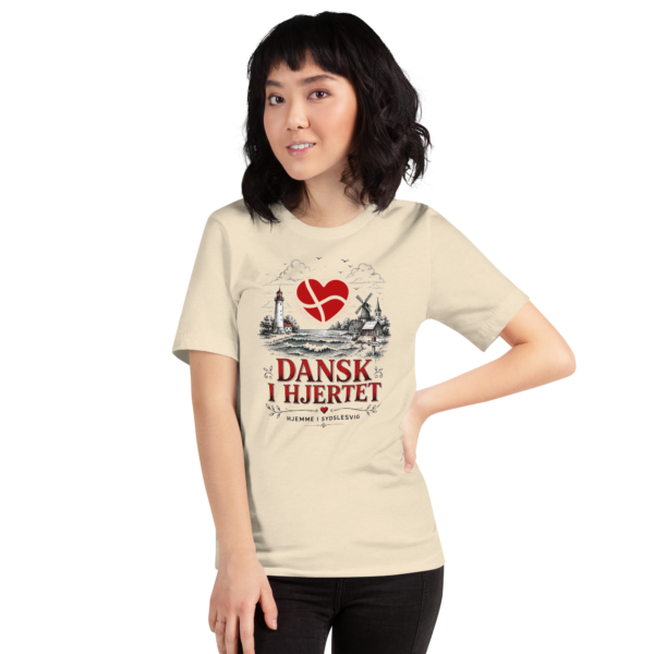 unisex-staple-t-shirt-heather-natural-front-6a06bcc5cf92d.png Dansk i hjertet – T-Shirt Sydslesvig