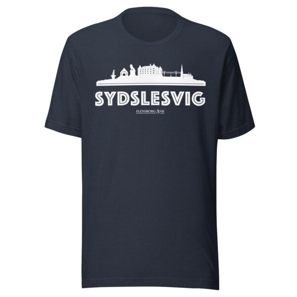 unisex-staple-t-shirt-heather-navy-front-6a072054a4933.jpg Sydslesvig – Flensborg Avis T-Shirt (Sydslesvig-Skyline)