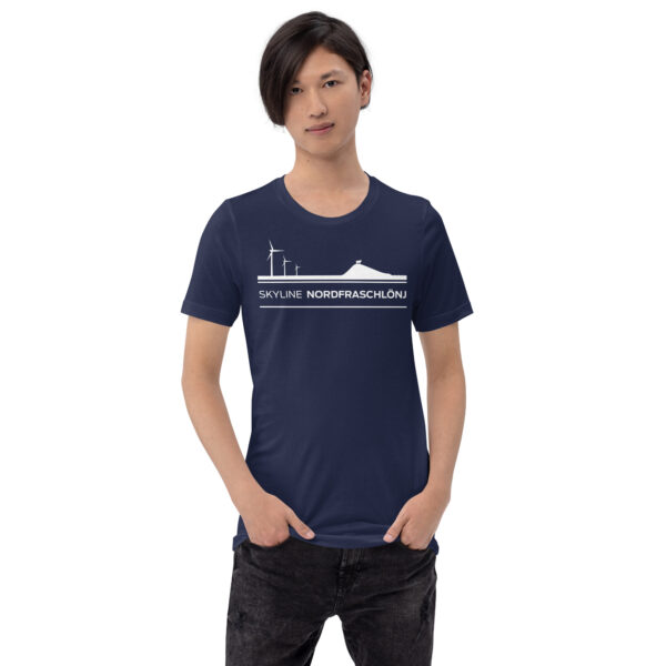 unisex-staple-t-shirt-navy-front-6a06f6bda094b.jpg Skyline Nordfraschlönj – T-Shirt Nordfriesland
