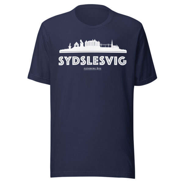 unisex-staple-t-shirt-navy-front-6a072054a49ca.jpg Sydslesvig – Flensborg Avis T-Shirt (Sydslesvig-Skyline)