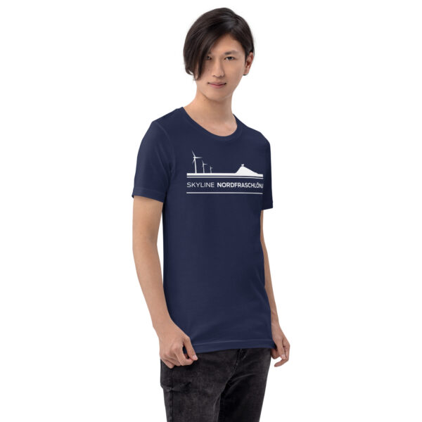 unisex-staple-t-shirt-navy-right-front-6a06f6bda313d.jpg Skyline Nordfraschlönj – T-Shirt Nordfriesland