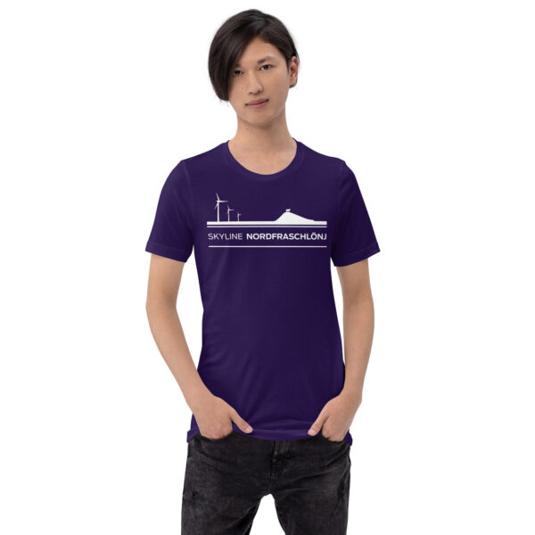 unisex-staple-t-shirt-team-purple-front-6a06f6bda0a79.jpg Skyline Nordfraschlönj – T-Shirt Nordfriesland