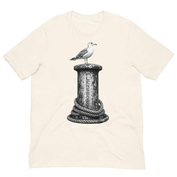 unisex-staple-t-shirt-vintage-white-front-6a072ce997724.jpg Möwe auf dem Flensborg-Poller – T-Shirt