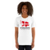 unisex-staple-t-shirt-white-front-6a07026a2c0ac.jpg Vi gør Danmark lidt større – Sydslesvig T-Shirt