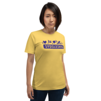 unisex-staple-t-shirt-yellow-front-6a06dc7d73741.png Sydslesvig in vier Symbolen – T-Shirt