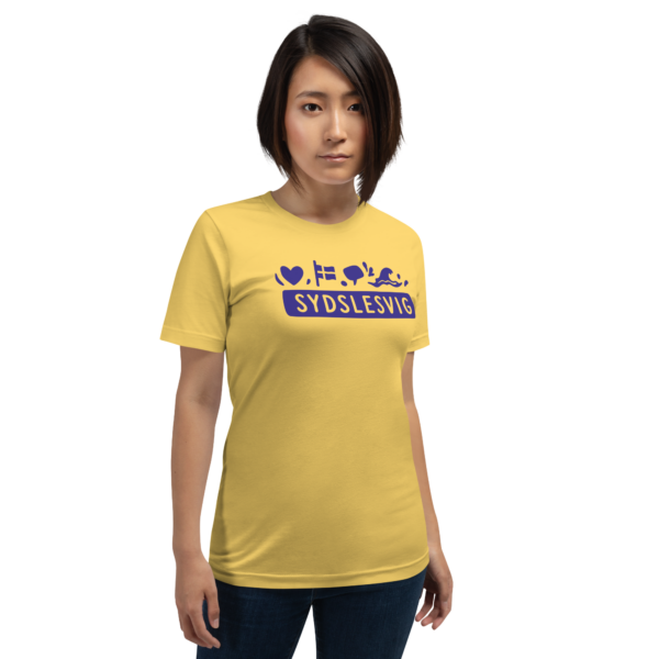 unisex-staple-t-shirt-yellow-front-6a06dc7d73741.png Sydslesvig in vier Symbolen – T-Shirt